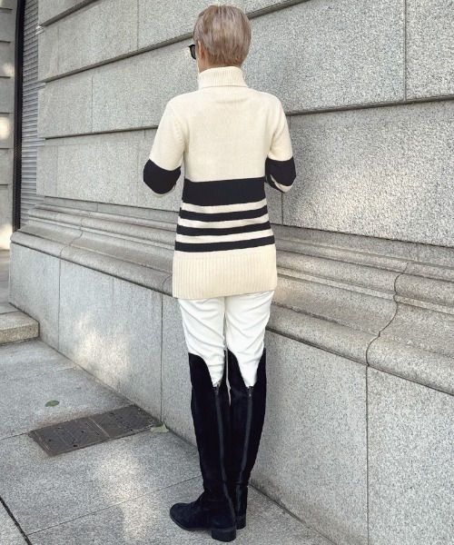 JENNE(ジェンヌ)の「パネルボーダーニット(ニット/セーター・レディース・グレー/アイボリー・LARGE/MEDIUM/SMALL)」の13枚目の写真