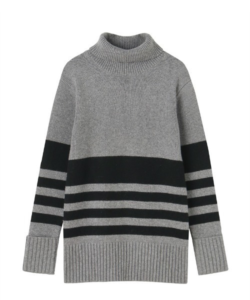 JENNE(ジェンヌ)の「パネルボーダーニット(ニット/セーター・レディース・グレー/アイボリー・LARGE/MEDIUM/SMALL)」の14枚目の写真