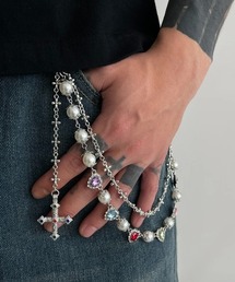 UP START（アップスタート）の「メンズ パール風 ウォレットチェーン ジェムストーン(BDS)（ウォレットチェーン）」