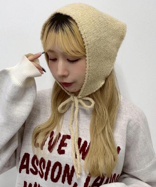 WEGO(ウィゴー)の「WEGO/ニットバブーシュカ(ハット・レディース・ベージュ/ブルー/ブラック・FREE)」の3枚目の写真