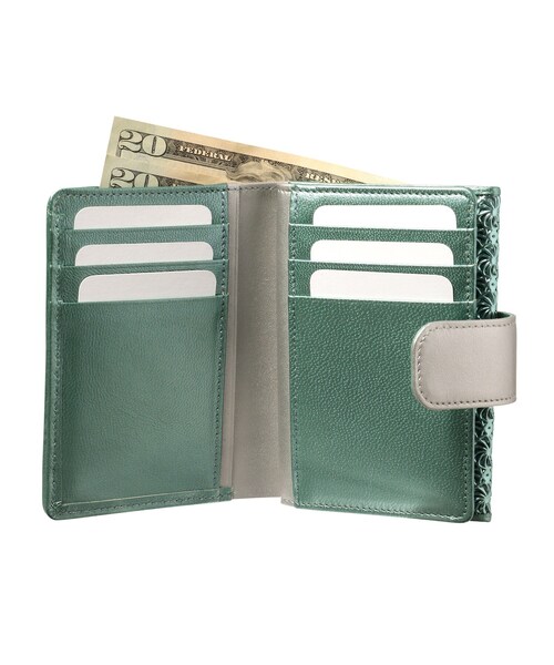 HIROKO HAYASHI（ヒロコハヤシ）の「GIRASOLE PIPERITA（ジラソーレ ピペリータ）二つ折り財布（財布・レディース・グリーン系・00）」の4枚目の写真