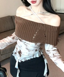タイダイ柄オフショルトップス