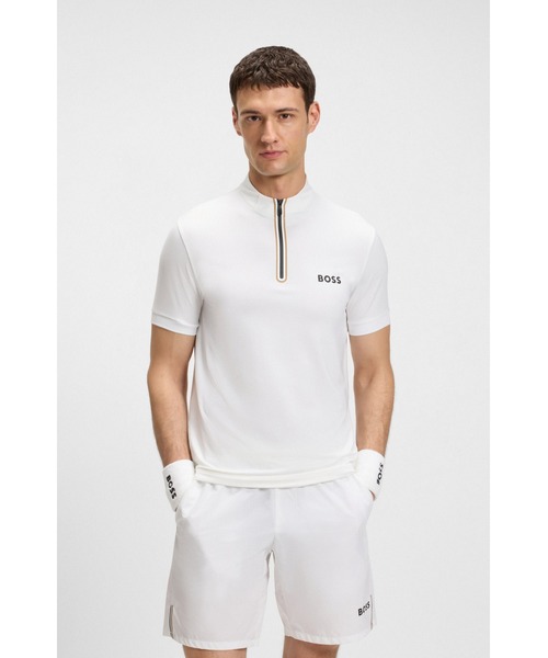 BOSS(ボス)の「アクティブ ジップネックTシャツ ストレッチメッシュジャージー(Tシャツ/カットソー・メンズ・ホワイト・L/M/S/XL)」の1枚目の写真