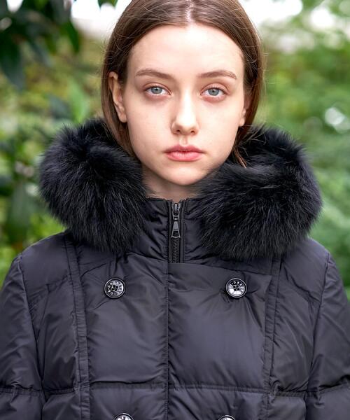 美品　ブルーフォックス　キルティング　中綿　2way　ファー付き　ボアライナー セール】【CLASSY.12月号掲載】ブルーFOXファーナポレオンホワイト