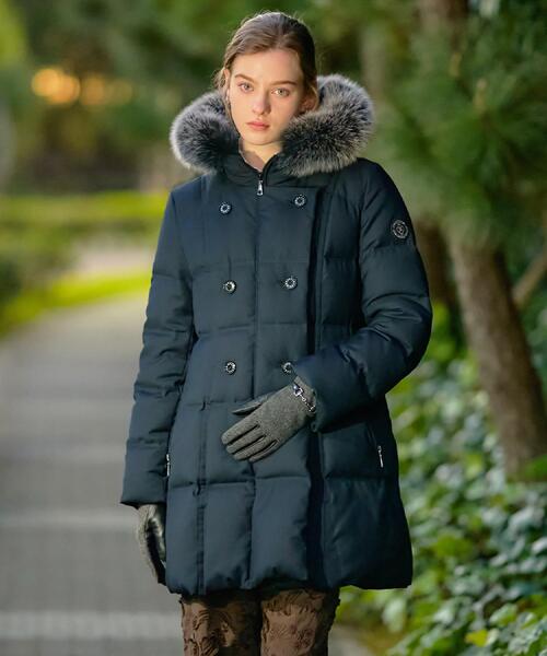 DRESSTERIOR（ドレステリア）の「【CLASSY.12月号掲載】ブルーFOXファーナポレオンホワイトグースダウン（ダウンジャケット/コート・レディース・ブラック/ネイビー・34/38/36/40）」の19枚目の写真