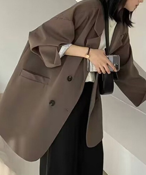 SallyLunn(サリーラン)の「オーバーサイズテーラードジャケット(その他アウター・レディース・ブラウン/ベージュ/ブラック・M/L)」の3枚目の写真