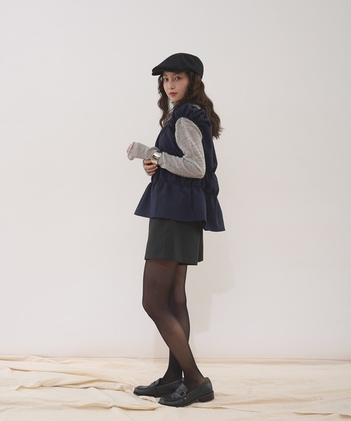 MUHET(ミュエータ)の「herringbone docking gather top / ヘリンボーンドッキングギャザートップス(ニット/セーター・レディース・ネイビー/ブラウン/チャコールグレー・FREE)」の13枚目の写真