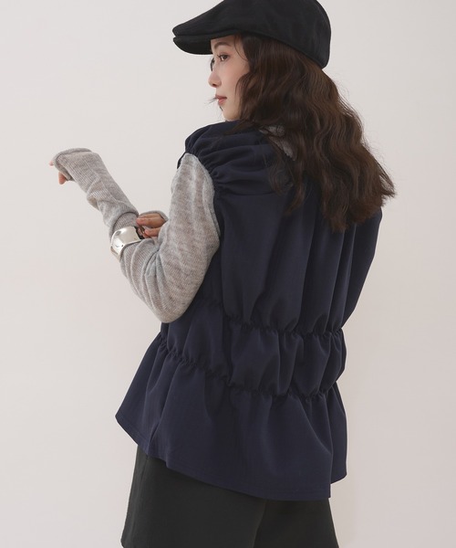 MUHET(ミュエータ)の「herringbone docking gather top / ヘリンボーンドッキングギャザートップス(ニット/セーター・レディース・ネイビー/ブラウン/チャコールグレー・FREE)」の10枚目の写真