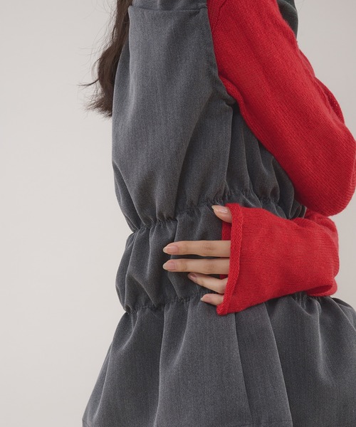 MUHET(ミュエータ)の「herringbone docking gather top / ヘリンボーンドッキングギャザートップス(ニット/セーター・レディース・ネイビー/ブラウン/チャコールグレー・FREE)」の20枚目の写真