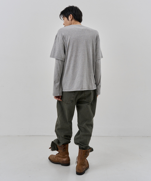NUAKLE(ヌアクル)の「(m) レイヤードスリーブTシャツ_メランジグレー(Tシャツ/カットソー・メンズ・その他・1/2)」の3枚目の写真