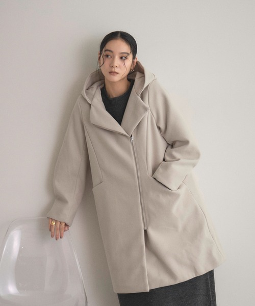 フェイクウールフードジップコート（その他アウター）｜&. NOSTALGIA