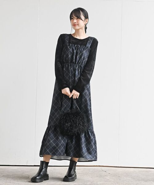 rps（アールピーエス）の「インナーＳＥＴチェックジャンスカ（ジャンパースカート・レディース・ブラック/ブラウン/ネイビー・フリー）」の17枚目の写真