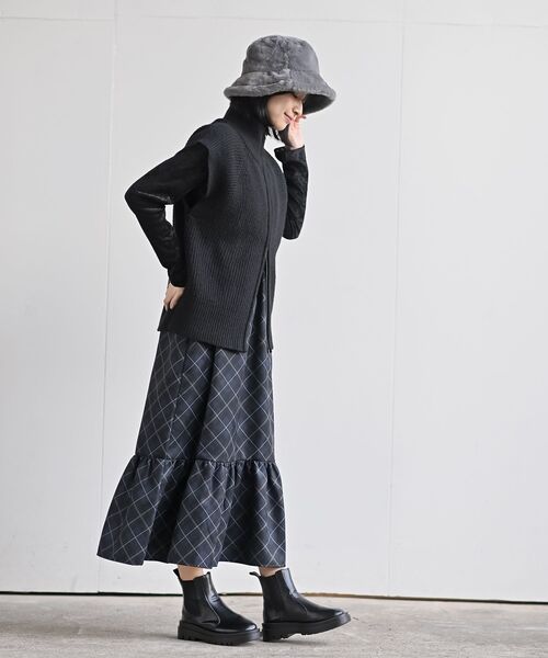 rps（アールピーエス）の「インナーＳＥＴチェックジャンスカ（ジャンパースカート・レディース・ブラック/ブラウン/ネイビー・フリー）」の7枚目の写真