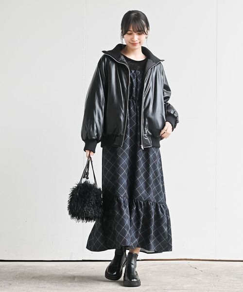 rps（アールピーエス）の「インナーＳＥＴチェックジャンスカ（ジャンパースカート・レディース・ブラック/ブラウン/ネイビー・フリー）」の6枚目の写真