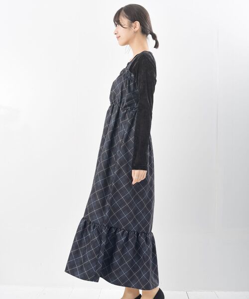 rps（アールピーエス）の「インナーＳＥＴチェックジャンスカ（ジャンパースカート・レディース・ブラック/ブラウン/ネイビー・フリー）」の5枚目の写真