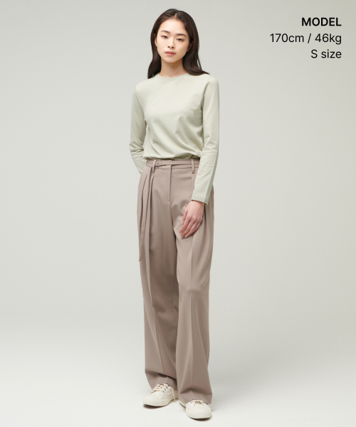 MUSINSA STANDARD WOMAN（ムシンサスタンダードウーマン）の「ウィメンズフレキシブルクルーネック長袖Tシャツ[ペイルグリーン]（Tシャツ/カットソー・レディース・その他・SMALL/MEDIUM/LARGE/X-SMALL）」の3枚目の写真