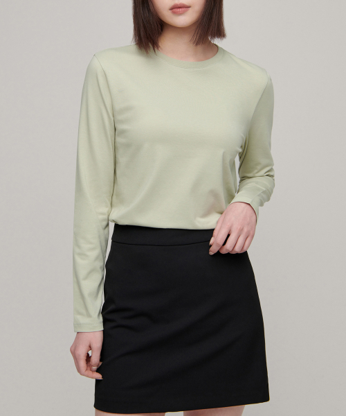 MUSINSA STANDARD WOMAN（ムシンサスタンダードウーマン）の「ウィメンズフレキシブルクルーネック長袖Tシャツ[ペイルグリーン]（Tシャツ/カットソー・レディース・その他・SMALL/MEDIUM/LARGE/X-SMALL）」の4枚目の写真