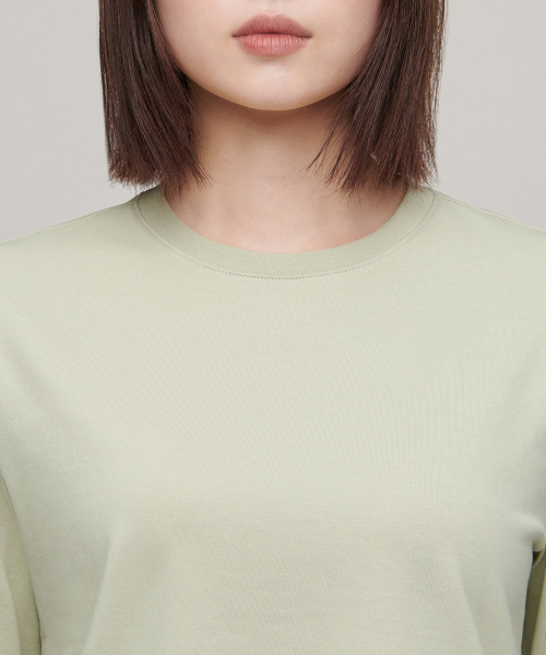MUSINSA STANDARD WOMAN（ムシンサスタンダードウーマン）の「ウィメンズフレキシブルクルーネック長袖Tシャツ[ペイルグリーン]（Tシャツ/カットソー・レディース・その他・SMALL/MEDIUM/LARGE/X-SMALL）」の7枚目の写真