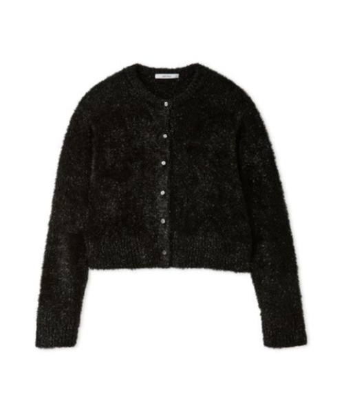 Mila Owen（ミラオーウェン）の「クルーネックシャギーニットカーデ（カーディガン/ボレロ・レディース・グレー/レッド/アイボリー/ブラック・F）」の2枚目の写真