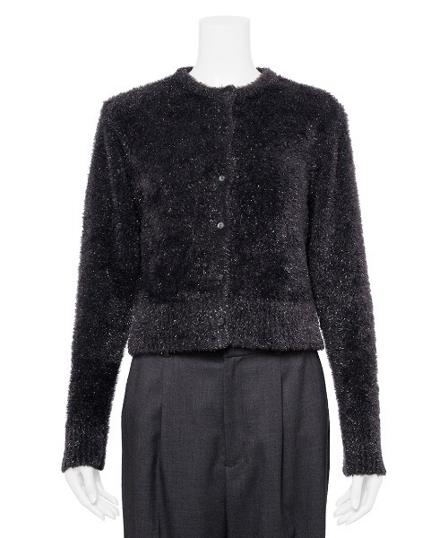 Mila Owen（ミラオーウェン）の「クルーネックシャギーニットカーデ（カーディガン/ボレロ・レディース・グレー/レッド/アイボリー/ブラック・F）」の5枚目の写真