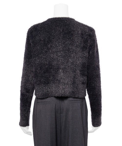 Mila Owen（ミラオーウェン）の「クルーネックシャギーニットカーデ（カーディガン/ボレロ・レディース・グレー/レッド/アイボリー/ブラック・F）」の6枚目の写真