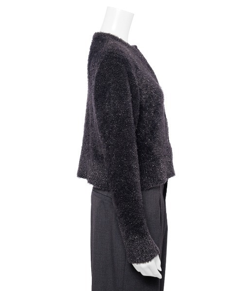 Mila Owen（ミラオーウェン）の「クルーネックシャギーニットカーデ（カーディガン/ボレロ・レディース・グレー/レッド/アイボリー/ブラック・F）」の7枚目の写真