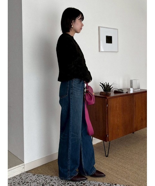 Mila Owen（ミラオーウェン）の「クルーネックシャギーニットカーデ（カーディガン/ボレロ・レディース・グレー/レッド/アイボリー/ブラック・F）」の19枚目の写真