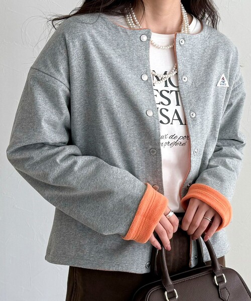 GEVACO（ゲバコ）の「【GEVACO/ゲバコ】裏フリースカーデ（カーディガン/ボレロ・レディース・ブルー系その他6/ブラック/ブルー系その他/ライトグレー・38）」の9枚目の写真