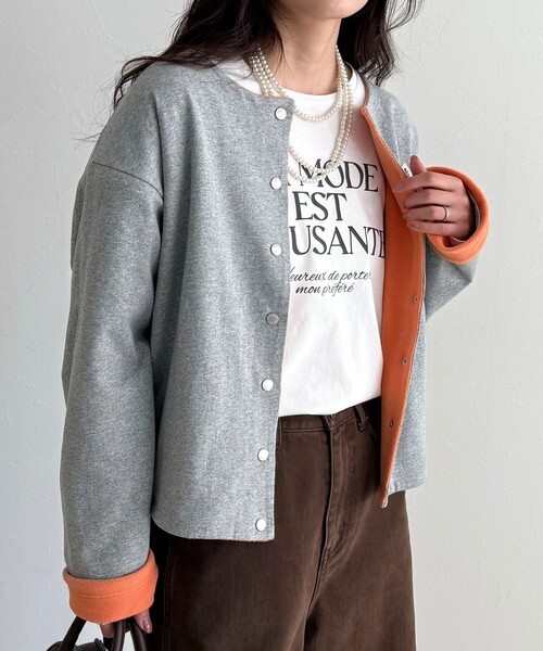 GEVACO（ゲバコ）の「【GEVACO/ゲバコ】裏フリースカーデ（カーディガン/ボレロ・レディース・ブルー系その他6/ブラック/ブルー系その他/ライトグレー・38）」の10枚目の写真