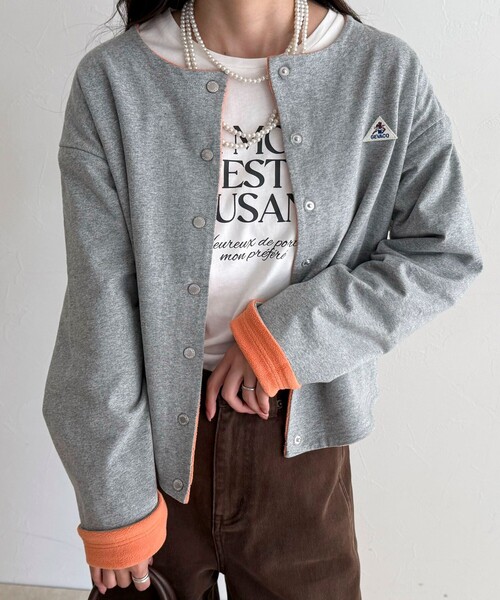 GEVACO（ゲバコ）の「【GEVACO/ゲバコ】裏フリースカーデ（カーディガン/ボレロ・レディース・ブルー系その他6/ブラック/ブルー系その他/ライトグレー・38）」の12枚目の写真