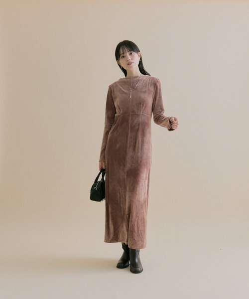 森川企画/オケージョンアイテム]バックオープンベロアワンピース