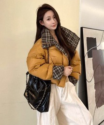 CANVAS+（キャンバスプラス）の「【CANVAS＋】チェック柄中綿スタンドジップブルゾン（ダウンジャケット/コート）」