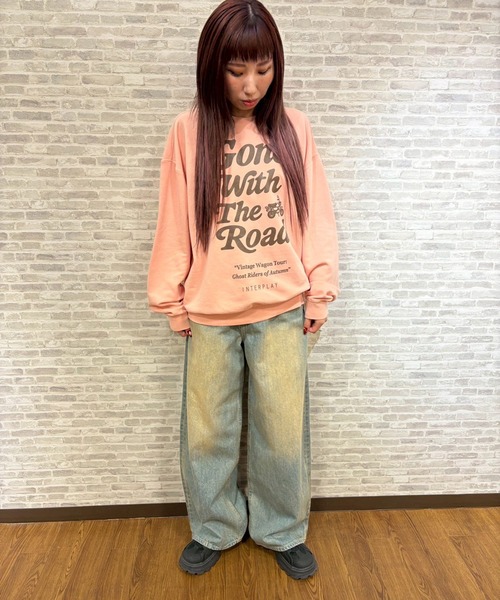 INTERPLAY（インタープレイ）の「【INTERPLAY】Gone The Road Garment Dyed 6.4 oz Sweat（スウェット・メンズ・アイボリー/ピンク/ブラック/ブルー・LARGE）」の18枚目の写真