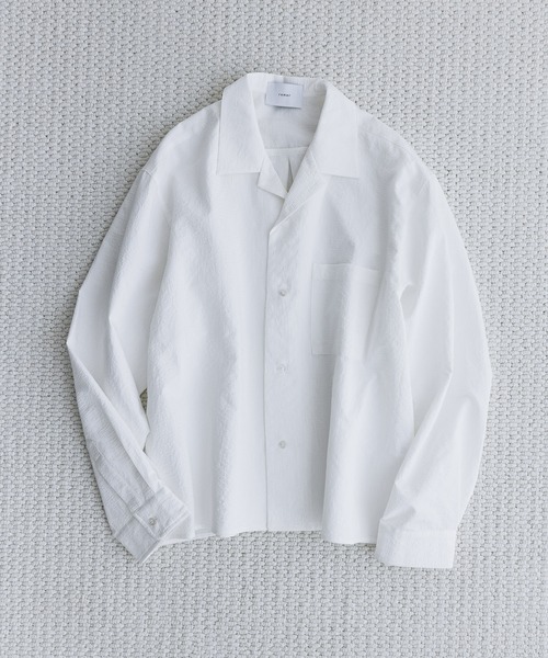 remer（リメール）の「ルーズベーシッククロップドシャツ - バブルタッチ / Loose Basic Cropped Shirt - Bubble Touch（シャツ/ブラウス・メンズ・ホワイト/ブルーグレー/ブラック・LARGE/MEDIUM/SMALL/X-SMALL）」の2枚目の写真