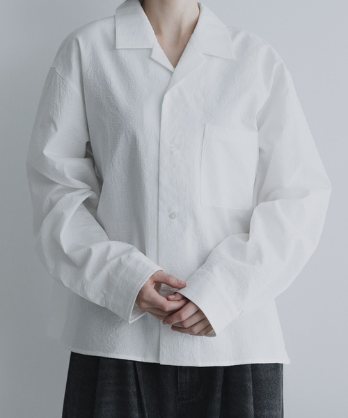 remer（リメール）の「ルーズベーシッククロップドシャツ - バブルタッチ / Loose Basic Cropped Shirt - Bubble Touch（シャツ/ブラウス・メンズ・ホワイト/ブルーグレー/ブラック・LARGE/MEDIUM/SMALL/X-SMALL）」の19枚目の写真