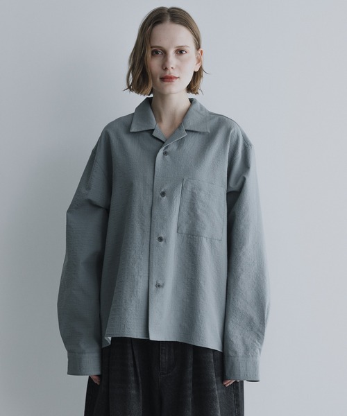 remer（リメール）の「ルーズベーシッククロップドシャツ - バブルタッチ / Loose Basic Cropped Shirt - Bubble Touch（シャツ/ブラウス・メンズ・ホワイト/ブルーグレー/ブラック・LARGE/MEDIUM/SMALL/X-SMALL）」の22枚目の写真