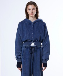 ESSENTIAL（エッセンシャル）の「インディゴ ミニマルカーディガンパーカー（パーカー）」