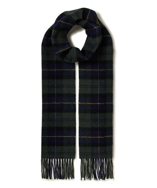 Barbour（バブアー）の「ラムズウール タータンチェック マフラー（8色展開）（マフラー・メンズ・グレー/カーキ/オリーブ/グリーン/レッド/ベージュ/ネイビー/チェック・ONE SIZE）」の4枚目の写真
