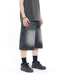 DEEP-SEA BERMUDA DENIM PANTS (BLACK)