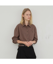 Single Button Check Shrit (Brown)