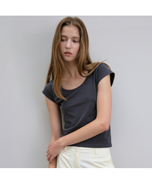 Lean U-neck tee (Charcoal)