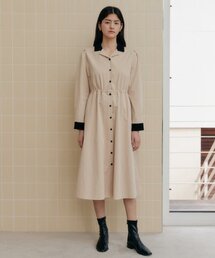 YUPPE（ヨッペ）の「TWEED COLLAR ONEPIECE_BEIGE（ワンピース）」