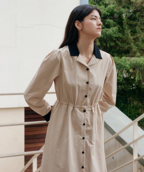 YUPPE(ヨッペ)の「TWEED COLLAR ONEPIECE_BEIGE(ワンピース・レディース・その他・FREE)」の2枚目の写真