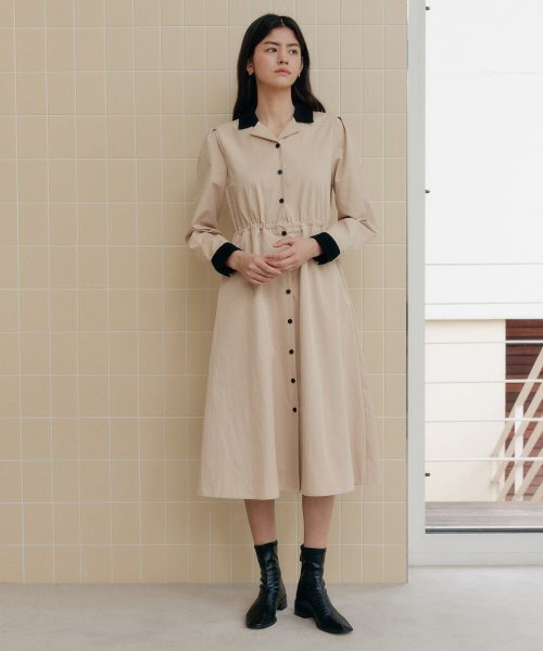 YUPPE(ヨッペ)の「TWEED COLLAR ONEPIECE_BEIGE(ワンピース・レディース・その他・FREE)」の3枚目の写真