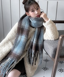 by muni:r | 【3色展開】ソフトブレンディング チェックマフラー(マフラー)