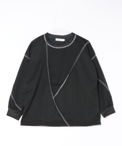 VIBGYOR Women(ヴィブジョー ウィメン)の「【Mayree】メロー ドッキング デザイン 長袖 カットソー(Tシャツ/カットソー・レディース・ブラック/ホワイト・X-LARGE/LARGE/MEDIUM)」の8枚目の写真