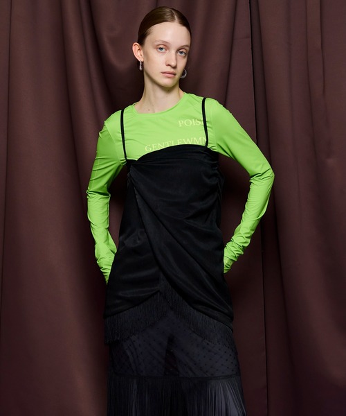 MAISON SPECIAL(メゾンスペシャル)の「Logo Sheer Top/ロゴタイポスキューバトップ(その他トップス・レディース・ライム/ホワイト/ブラック・FREE)」の6枚目の写真