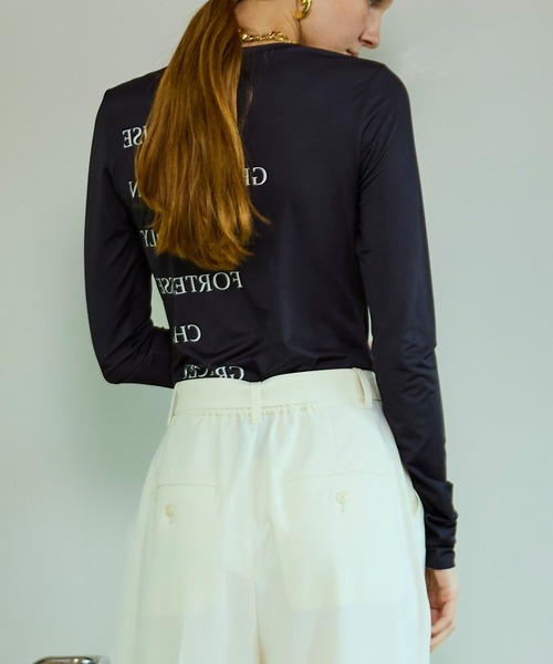MAISON SPECIAL(メゾンスペシャル)の「Logo Sheer Top/ロゴタイポスキューバトップ(その他トップス・レディース・ライム/ホワイト/ブラック・FREE)」の20枚目の写真