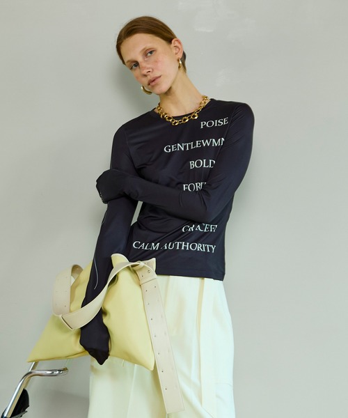 MAISON SPECIAL(メゾンスペシャル)の「Logo Sheer Top/ロゴタイポスキューバトップ(その他トップス・レディース・ライム/ホワイト/ブラック・FREE)」の21枚目の写真