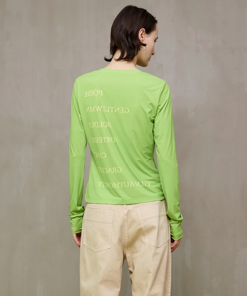 MAISON SPECIAL(メゾンスペシャル)の「Logo Sheer Top/ロゴタイポスキューバトップ(その他トップス・レディース・ライム/ホワイト/ブラック・FREE)」の4枚目の写真